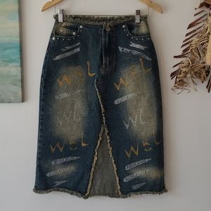 Vintage denim midi skirt